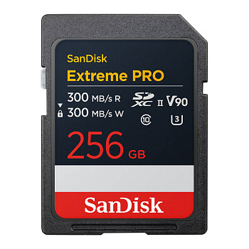 Высокоскоростная карта памяти SDXC SanDisk Extreme Pro 256GB UHS-II Card U3, V90, VIDEO 8K (SDSDXDM-256G-GN4IN) R300/W300
