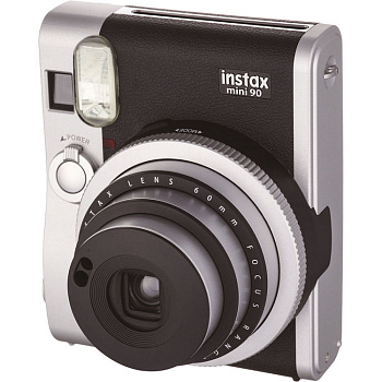 Моментальный фотоаппарат Fujifilm Instax mini 90 Neo Classic Black (в комплекте кожаный ремешок для камеры, литиевый аккумулятор NP-45S и зарядное устройство)