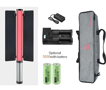 Яркая ручная светодиодная RGB-панель Jinbei EFT-361 Full Color Hand Held Stick Lamp с регулируемой цветовой температурой от 2000°K до 7500°K (при 5500K: 2200Lux (0,5м), Ra>96, TLCI>96, Мощность 24Вт, Световые эффекты: 20шт) + 2 лит. батареи 26650+Зарядка