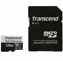 Карта памяти SDXC Transcend microSDXC 128GB 330S Class 10, UHS-I, U3, A2, V30, 4K + SD Adapter (TS128GUSD330S)
