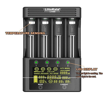 Интеллектуальное зарядное устройство для Ni-Mh, Ni-Cd, Li-Ion LiitoKala Lii-600