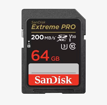 Карта памяти SDXC SanDisk Extreme Pro 64GB UHS-I Card C10, U3, V30 (SDSDXXU-064G-GN4IN)  R200/W90