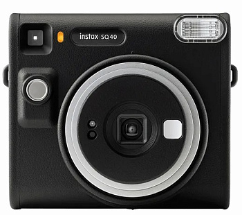 Моментальный фотоаппарат Fujifilm Instax SQUARE SQ40 Classic Black + кожаный ремешок для камеры + две литиевые батареи (CR2)