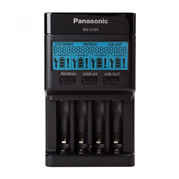 Интеллектуальное зарядное устройство для AA, AAA Panasonic Eneloop Pro Charger (BQ-CC65E) с USB выходом (кроме функции заряда имеет функции разряда, тестирования и восстановления аккумуляторов)