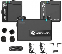 Комплект беспроводных петличных микрофонов / Беспроводная микрофонная система Hollyland Lark 150 DUO (1 приемник RX + 2 передатчика TX + 1 зарядный кейс + 2 петличных микрофона) предназначена для интервью и видеоблога 