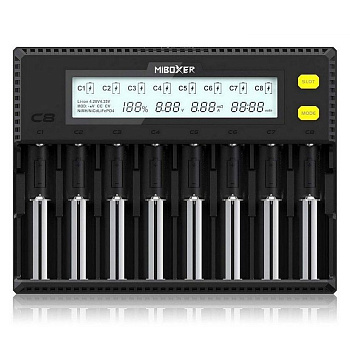 Интеллектуальное зарядное устройство для Ni-Mh, Ni-Cd, Li-Ion, LiFePO4 Miboxer C8 Smart Charger