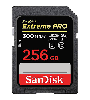Высокоскоростная карта памяти SDXC SanDisk Extreme Pro 256GB UHS-II Card, V90, VIDEO 4K/8K (SDSDXDK-256G-ANCIN) R300/W260
