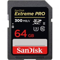 Высокоскоростная карта памяти SDXC SanDisk Extreme Pro 64GB UHS-II Card U3, V90, VIDEO 4K/8K (SDSDXPK-064G-ANCIN) R300/W260