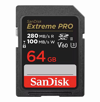 Высокоскоростная карта памяти SDXC SanDisk Extreme Pro 64GB UHS-II Card U3, V60, VIDEO 4K/6K (SDSDXEP-064G-GN4IN) R280/W100