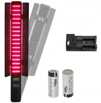 Яркая ручная светодиодная RGB-панель Jinbei EFT-360 Full Color Hand Held Stick Lamp с регулируемой цветовой температурой от 2000° K до 10000° (мощность 23 Вт, Ra>95, 20 различных цветных световых эффекта) + 2 литиевые батареи 26650 + зарядное устройство