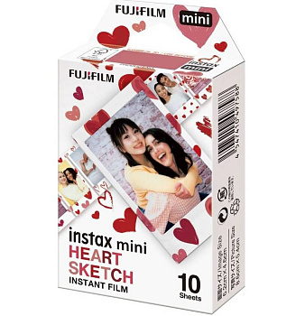 Пленка Fujifilm instax mini Heart Sketch (10 штук в упаковке) подходит для фотокамер и принтеров instax mini
