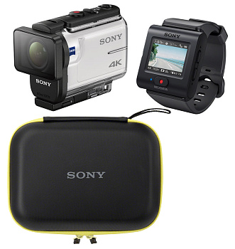 Экшн-камера Sony FDR - X3000R (FDRX3000R/W) + ПДУ Live-View (RM-LVR3) + Аквабокс (MPK-UWH1) + Фирменный водонепроницаемый чехол (LCM-AKA1)